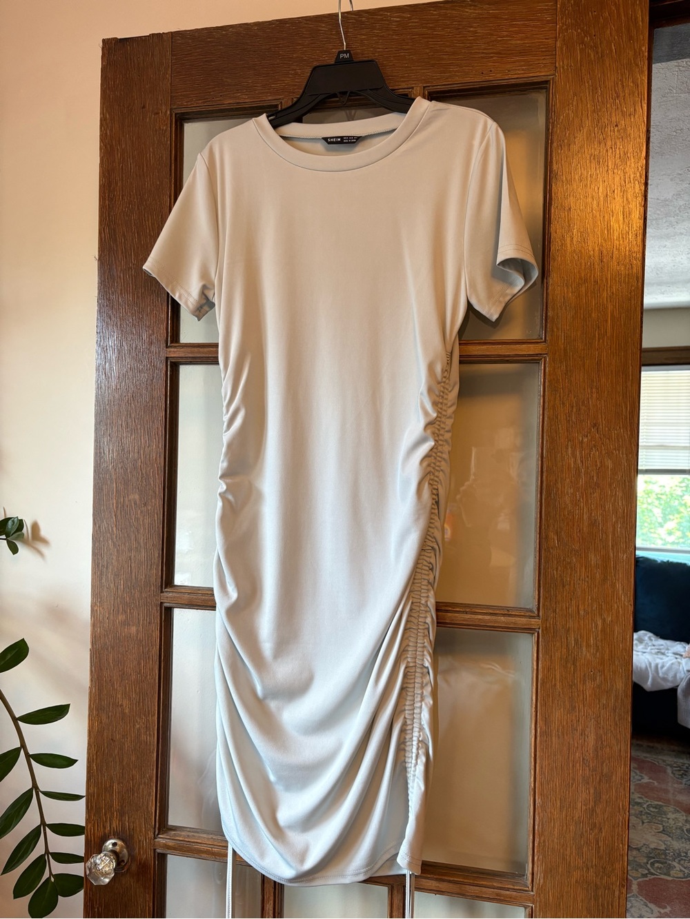 SHEIN Grey/Green Gathered Side Mini Dress